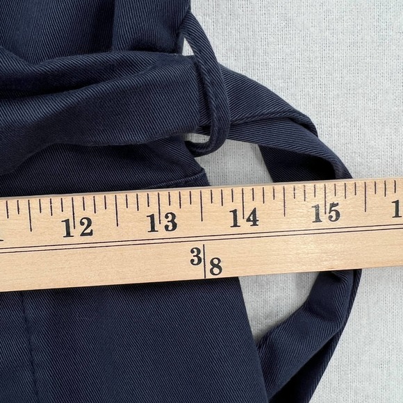 ANTHROPOLOGIE CHINO Jumpsuit Womens 2 Navy Blue Wrap Sleeveless Wide Leg Pockets - Picture 14 of 16